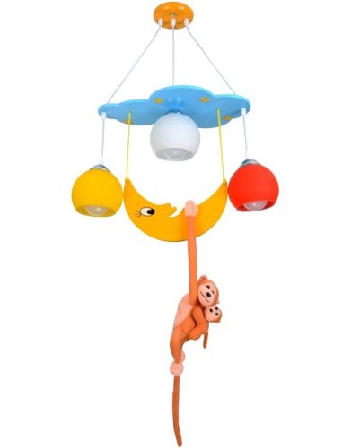 Люстра потолочная трехрожковая Детская Мелодия Света Е27 Луна фото Люстра потолочная трехрожковая Детская Мелодия Света Е27 Луна картинка